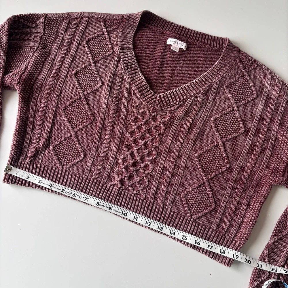 Aeropostale Cropped Cable Knit Sweater, Size L - Picture 8 of 8